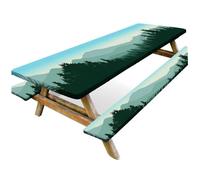 Cubierta de Mesa de Picnic Ajustada, 3pcs/Set elástica Cubierta al Aire Libre a Prueba de Viento de 30x72 Pulgadas, para cenar, Acampar