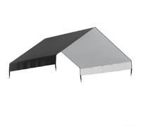Cubierta de metal para gallinero con cuatro puertas y anclajes reforzados para un uso estable al aire libre bajo la lluvia, el viento o la exposición al sol (negro)