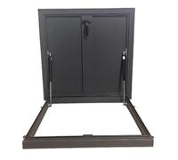 Cubierta de metal para puerta de acceso al aire libre de 100 x 100 cm con amortiguador de gas y mango, ideal para soluciones de ventilación de sótano