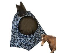 Cubierta de mosca de cara completa para caballo, con patrón de estampado de leopardo, protección facial para caballo, producto transpirable para el cuidado del caballo, cubierta de cabeza de caballo