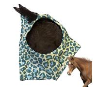 Cubierta de mosca de cara completa para caballo, con patrón de estampado de leopardo, repelente de moscas ecuestres, producto transpirable para el cuidado del caballo, antimordeduras, cubierta