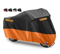 Cubierta de Moto Reflectante de Tela Oxford 210D, Protector Impermeable para Uso al Aire Libre, Resistente a la Lluvia y el Polvo, Cubierta Universal para Motocicletas-265X105X125cm(Naranja)