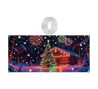 Cubierta de Navidad para puerta de garaje, 4 x 1,8 m UV fluorescente, decoración de temporada, para propietarios de viviendas, fiestas familiares, fiestas de invierno, decoración de calle, jardín