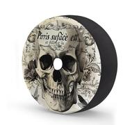 Cubierta de neumático de repuesto con diseño de calavera de flores vintage con agujero para cámara de respaldo, diseño de esqueleto retro, impermeable, para remolque, RV, SUV, camión y muchos