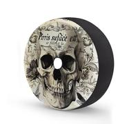 Cubierta de neumático de repuesto con diseño de calavera de flores vintage con agujero para cámara de respaldo, diseño de esqueleto retro, impermeable, para remolque, RV, SUV, camión y muchos