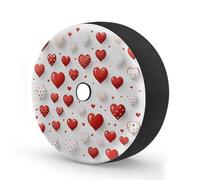 Cubierta de neumático de repuesto con diseño de corazones de lunares rojos y blancos con agujero para cámara de respaldo, impermeable, para remolque, RV, SUV, camión y muchos vehículos de 16 pulgadas