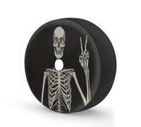 Cubierta de neumático de repuesto de calavera de Halloween con agujero para cámara de respaldo, divertido esqueleto, impermeable, para remolque, RV, SUV, camión y muchos vehículos de 15 pulgadas