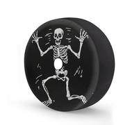 Cubierta de neumático de repuesto de calavera de Halloween con agujero para cámara de respaldo, divertido diseño de calavera de esqueleto, impermeable, para remolque, RV, SUV, camión y muchos
