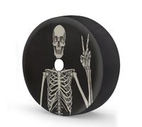 Cubierta de neumático de repuesto de calavera de Halloween con agujero para cámara de respaldo, divertido esqueleto, impermeable, para remolque, RV, SUV, camión y muchos vehículos de 16 pulgadas