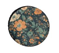 Cubierta de neumático de repuesto de flores naranjas y verdes, resistente a la intemperie, diámetros de neumáticos de 24 a 36 pulgadas, protectores de rueda universales impermeables para remolques