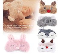 Cubierta de Ojos, Antifaz para Dormir, 5 Colores Cubierta de Ojos de Animales Lindos Máscara de Dormir Ciervos de Navidad Caja de Cartón de Invierno Siesta Máscara de Sombra de Ojos(alce corona)