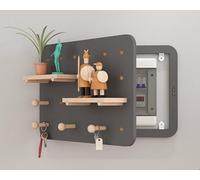 Cubierta de Panel eléctrico montada en la Pared, Tapa de Caja eléctrica Decorativa Multifuncional Estante de Madera Caja de Tablero Oculto Cubierta,C,60x40cm