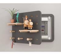Cubierta de Panel eléctrico montada en la Pared, Tapa de Caja eléctrica Decorativa Multifuncional Estante de Madera Caja de Tablero Oculto Cubierta,B,55x45cm