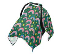 Cubierta de parasol para cochecito, red negra para cochecito, viento y protección, fondo verde oscuro, estrella arcoíris