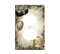 Cubierta de pared dúplex con espejo para baño, elegante joyero vintage, perlas, plástico dorado, tamaño estándar, doble toma de corriente, para decoración de apartamento, hogar, dormitorio, oficina