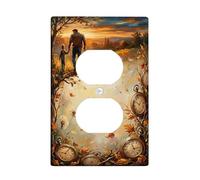 Cubierta de pared dúplex de árbol, diseño de hojas de reloj de naturaleza otoñal, color naranja, plástico, tamaño estándar, doble toma de corriente, para decoración del hogar, sala de estar, nuevo