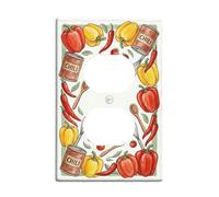 Cubierta de pared dúplex de cocina con pimiento morrón, placa de pared, cosecha culinaria rústica de tomates chile, plástico rojo, tamaño estándar, cubiertas decorativas para toma de corriente para