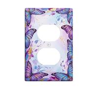 Cubierta de pared dúplex de mariposa, cubierta de pared, diseño de primavera con salpicaduras doradas, color azul, tamaño estándar, para dormitorio, baño, cocina, entrada, decoración