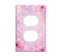 Cubierta de pared dúplex de mariposa, romántica flor de cristal primavera melocotón tamaño estándar decorativo receptáculo cubierta para nuevo apartamento, hogar, dormitorio, oficina decoración