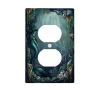 Cubierta de pared dúplex de sirena, carcasa de coral mística de fantasía, color verde azulado, plástico, tamaño estándar, cubiertas decorativas para el hogar, sala de estar, decoración de apartamento