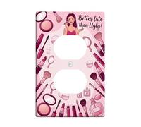 Cubierta de pared dúplex para baño con lápiz labial, espejo femenino juguetón, rubor, ninguno melocotón, plástico, tamaño estándar, doble toma de corriente, para sala de estar, dormitorio, decoración