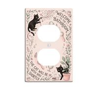 Cubierta de pared dúplex para baño de gatos, diseño de flores, burbujas, color melocotón, tamaño estándar, doble toma de corriente, para decoración de apartamentos, hogar, dormitorio, oficina