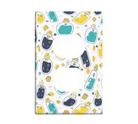 Cubierta de pared dúplex para botellas, placa de pared, esponja de estrella juguetona de plástico azul, tamaño estándar, doble toma de corriente, para dormitorio, baño, cocina, decoración de entrada