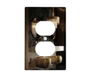 Cubierta de pared dúplex para candelabro de baño, moderno y lujoso espejo mármol negro plástico tamaño estándar, cubiertas decorativas para receptáculos para nuevo apartamento, hogar, dormitorio