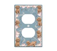 Cubierta de pared dúplex para cocina de perro, taza de café divertida y casual, grano de café, sin plástico azul, tamaño estándar, doble toma de corriente, para sala de estar, dormitorio, decoración