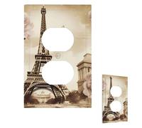 Cubierta de pared vintage de la Torre Eiffel de París con mariposa, moderna, decorativa, 1 banda, cubierta de interruptor de luz, cubierta irrompible para toma de corriente para sala de estar