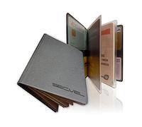 Cubierta de pasaporte patentada | RFID NFC y bloqueador de campo magnético | Funda protectora y organizador para pasaporte, tarjeta de identificación, tarjeta de crédito, tarjeta de débito | Protector y organizador de tarjetas | Protección de datos al 100 % comprobada por CTC/advanced (miembro de RW TÜV Group) | Gris