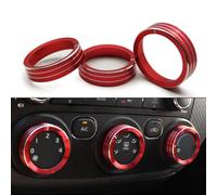 Cubierta de perilla de control de aire acondicionado de aluminio anodizado rojo para Kia Forte 2014-2018 - 3 piezas de molduras de consola para Ring