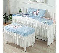 Cubierta de piano, diseño de encaje de poliéster con dibujos animados y sin soporte de música, cubierta de polvo impresa de un solo asiento doble taburete de piano (95 x 40 soporte de música, estilo