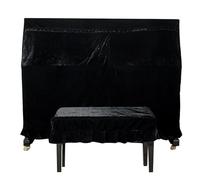 Cubierta De Piano Funda de Piano decorada de terciopelo suave, macramé, lavado a mano, práctico hogar con funda protectora antiarañazos Para Impermeable A Prueba De Sol(Black Piano cover)