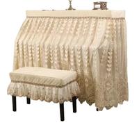 Cubierta De Piano Funda protectora for Piano bordada en forma de corazón, funda protectora for Piano de encaje, funda moderna for taburete de Piano Para Impermeable A Prueba De Sol(Beige 1,Bench cover