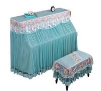 Cubierta de Piano vertical bordado encaje lindo proceso acolchado grueso cubierta protectora tela Para Piano(Green,Double Stool)