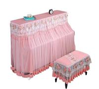 Cubierta de Piano vertical bordado encaje lindo proceso acolchado grueso cubierta protectora tela Para Piano(Pink,Single Stool)
