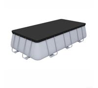 Cubierta de piscina cuadrada transpirable para piscinas sobre el suelo con resistencia UV y red de prevención de escombros en color negro para seguridad de verano (E)
