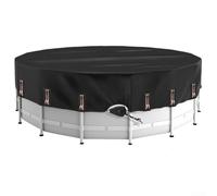 Cubierta de piscina redonda de 10 pies, cubiertas solares para piscinas sobre el suelo, manta solar de tela Oxford resistente con cordón resistente al viento, reduce la evaporación y bloquea los