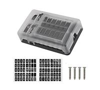 Cubierta de plástico 6 vías 12 bloque fusibles hoja 12V 32V soporte caja M5 Stud con luz indicadora LED for Auto Car Marine(12 ways no Fuse)