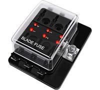 Cubierta de plástico Bloque fusibles hoja 6 vías 12V 32V Soporte caja con luz indicadora LED for Auto Car Marine