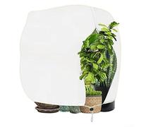 Cubierta de protección contra heladas de invierno para plantas con tela no tejida y práctico cierre de cordón para una mejor defensa del clima frío (blanco)