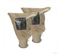 Cubierta de protección contra heladas para plantas con ventana transparente, tela no tejida, tela de jardín de invierno para defensa contra congelación, estilo cordón beige, protectores reutilizables