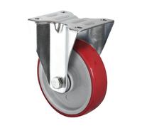 Cubierta de PU, roja sobre llanta de poliamida eurokraft basic, Ø x anchura de rueda 100 x 32 mm, a partir de 2 unid.