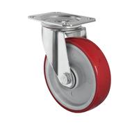 Cubierta de PU, roja sobre llanta de poliamida eurokraft basic, Ø x anchura de rueda 100 x 32 mm, a partir de 2 unid.