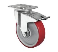 Cubierta de PU, roja sobre llanta de poliamida eurokraft basic, Ø x anchura de rueda 160 x 46 mm, a partir de 2 unid.