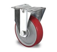 Cubierta de PU, roja sobre llanta de poliamida eurokraft basic, Ø x anchura de rueda 200 x 46 mm, a partir de 2 unid.