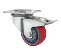 Cubierta de PU, roja sobre llanta de poliamida eurokraft basic, Ø x anchura de rueda 80 x 32 mm, a partir de 2 unid.