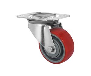 Cubierta de PU, roja sobre llanta de poliamida eurokraft basic, Ø x anchura de rueda 80 x 32 mm, a partir de 2 unid.