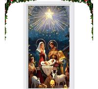 Cubierta de puerta al aire libre,Decoración De Fiesta Tela Belén Religiosa | Decoración de la Puerta | Para Fiestas De Vacaciones Cumpleaños Oficinas Casa Dormitorio Escuela Dormitorio Piso Porche